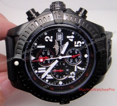 Copy Breitling Super Avenger Black Chronograph Rubber Band 48mm Mens Design Watch